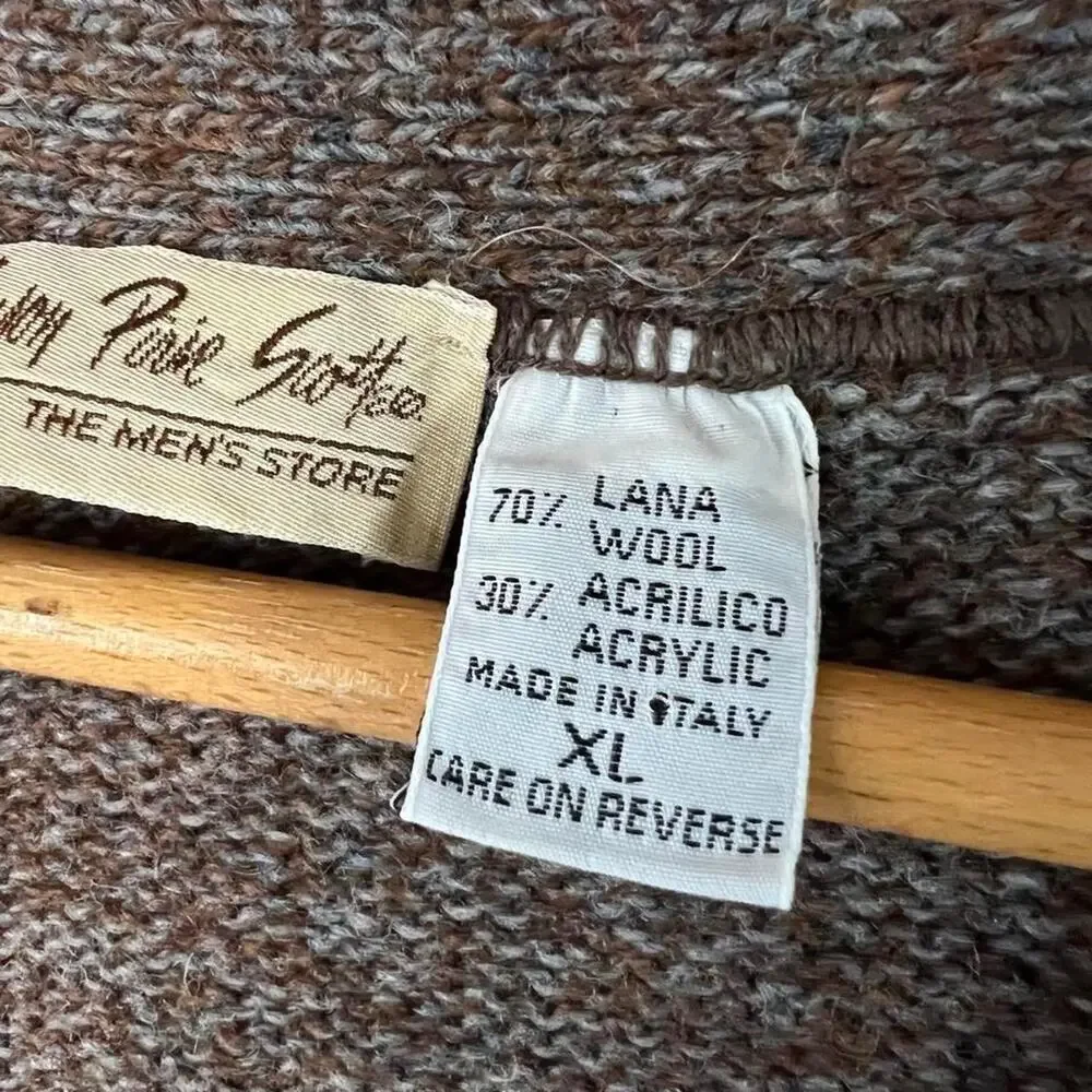 Vintage 80s Marled Knit Sweater | Brown & Blue Wool Blend | Size XL